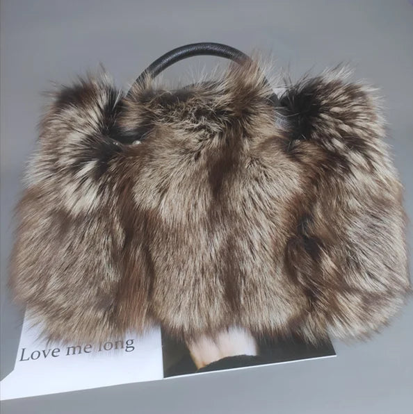 Luxry Real Fox Fur Women Handbags Genuine leather Newest Party Multicolour Bags Fox Fur Ladies Shoulder Bag Gift Crossbody bags