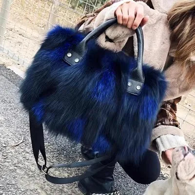 Luxry Real Fox Fur Women Handbags Genuine leather Newest Party Multicolour Bags Fox Fur Ladies Shoulder Bag Gift Crossbody bags