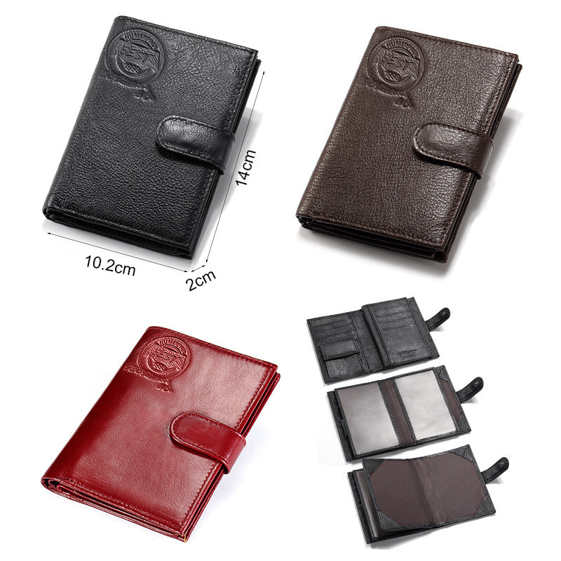 Genuine Leather Men's Wallet First Layer Leather Business Casual Wallet Large Capacity Multifunctional Passport Book