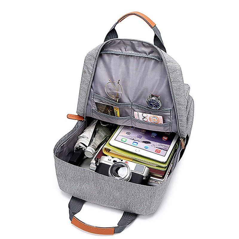 Casual Business Men Computer Backpack Light 15 inch Laptop Bag Waterproof Oxford cloth Lady Anti-theft Travel Backpack Gray