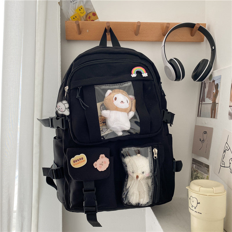 Large Capacity High School Student Backpack Ins Junior Student Schoolbag Girl Backpack