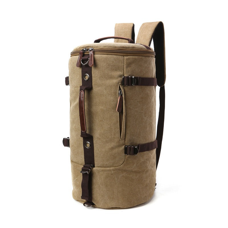 Men Travel Backpack Male Canvas Luggage Duffel Cylinder Bag Mountaineering Hiking Backpack For Men