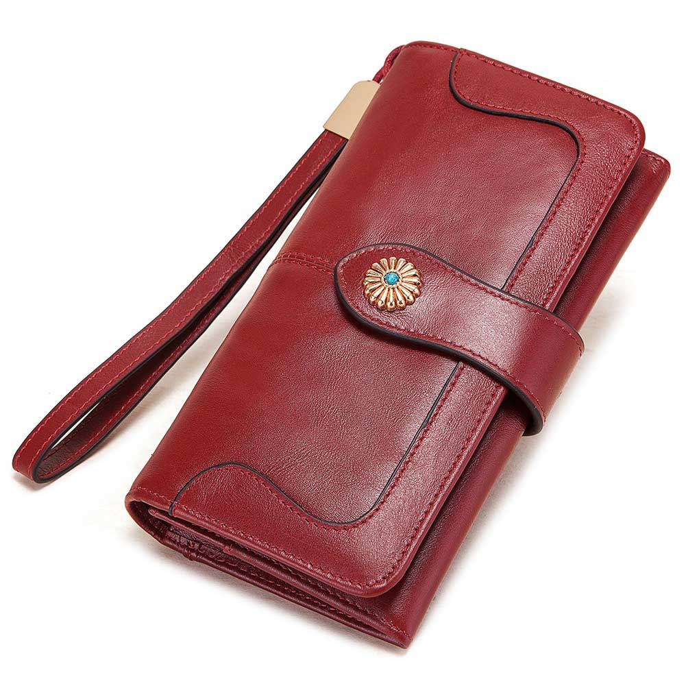 Clutch Bag RFID Anti-Magnetic Anti-Theft Brush Ladies Long Wallet Mobile Phone Bag Leather Wallet Coin Pocket