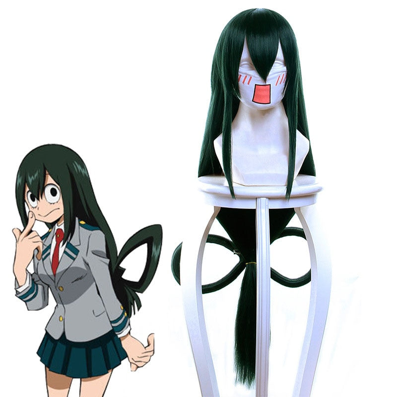 Boku no Hero Academia Tsuyu Asui Cosplay Wig My Hero Academia Women Long Green Synthetic Hair Halloween Party +Wig Cap