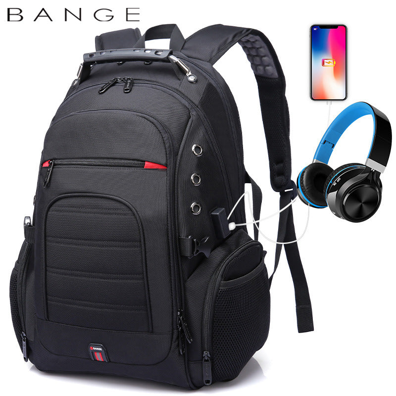 New Student Schoolbag Waterproof Outdoor Men's Computer Backpack Earplug Hole Charging Large Capacity Backpack