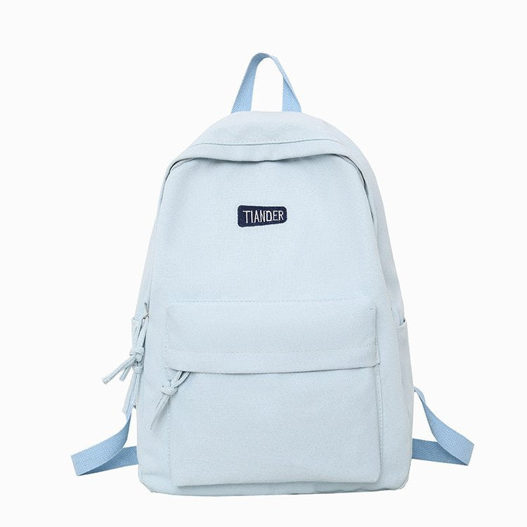 Solid Color Student Large Capacity Schoolbag Female Han Campus Backpack Student Backpack High School Simple Style Backpack