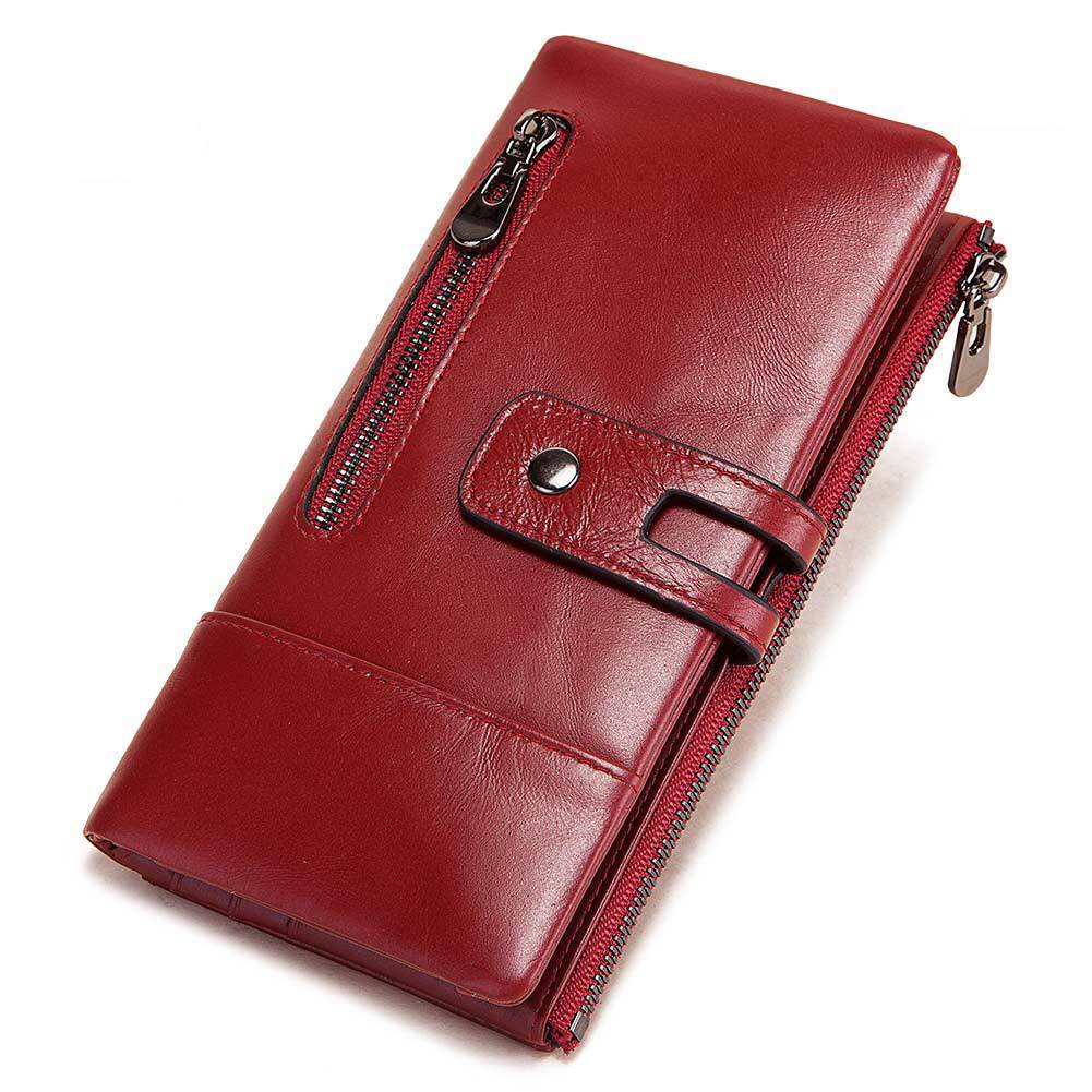 Fashion Ladies Wallets Leather Casual Long Phone Bags First Layer Leather Women's Clutches