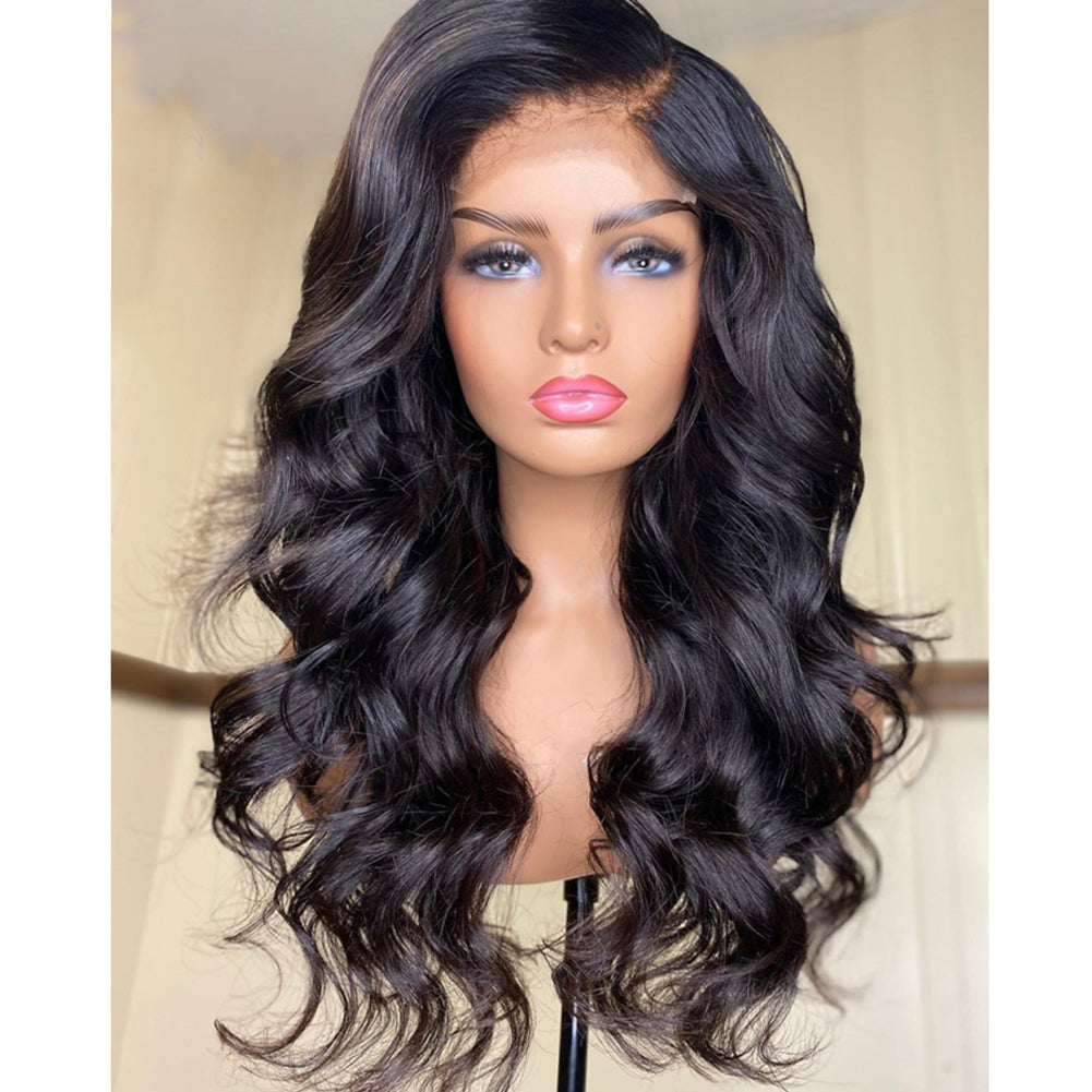 New European And American Women's Natural Front Lace Wavy Long Curly Lanting Wig Headgear