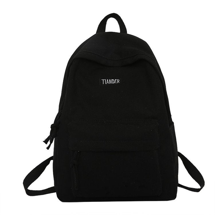 Solid Color Student Large Capacity Schoolbag Female Han Campus Backpack Student Backpack High School Simple Style Backpack