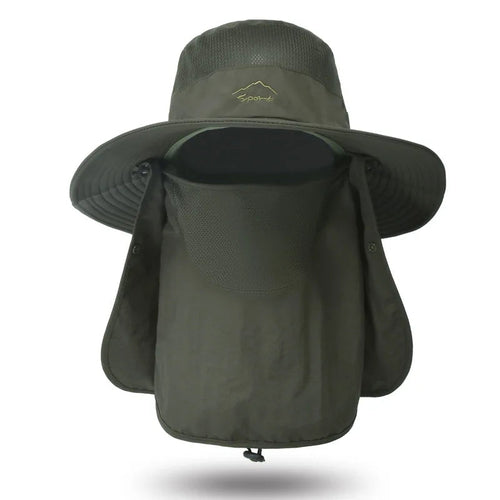 Summer Quick-drying Men Women Hat Outdoor Face Mask Wide Brim Bucket