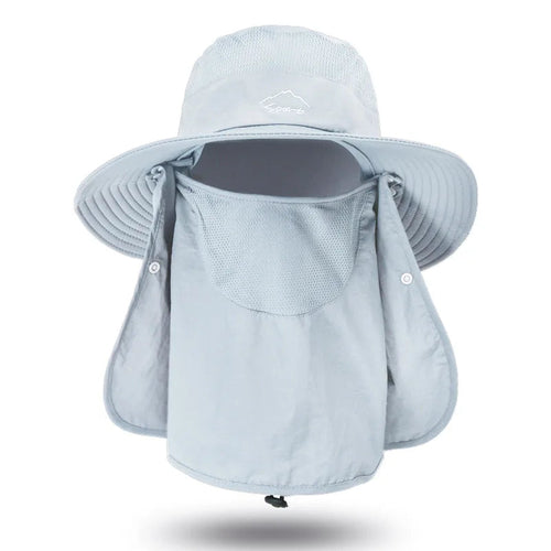 Summer Quick-drying Men Women Hat Outdoor Face Mask Wide Brim Bucket