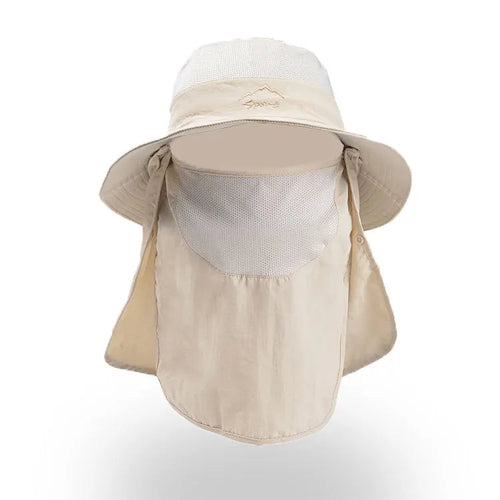 Summer Quick-drying Men Women Hat Outdoor Face Mask Wide Brim Bucket