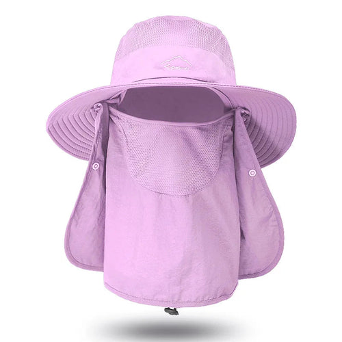 Summer Quick-drying Men Women Hat Outdoor Face Mask Wide Brim Bucket