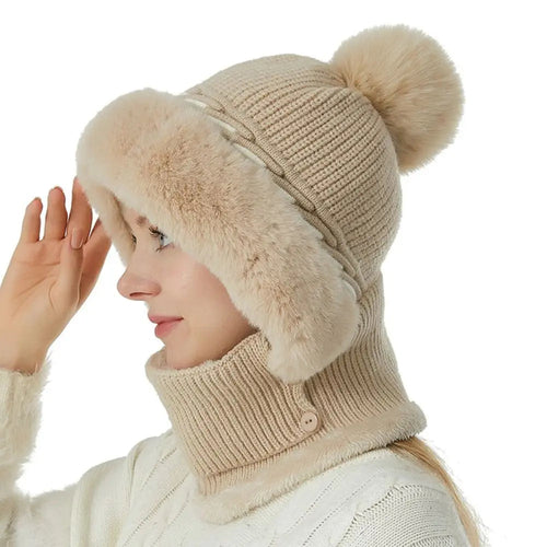 Warmer Knitted Hat Casual Winter Plush Ears Protection Cap