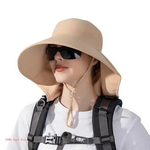 Hat With Neck Flap Hiking With Ponytail Hole Fishing Bucket Available