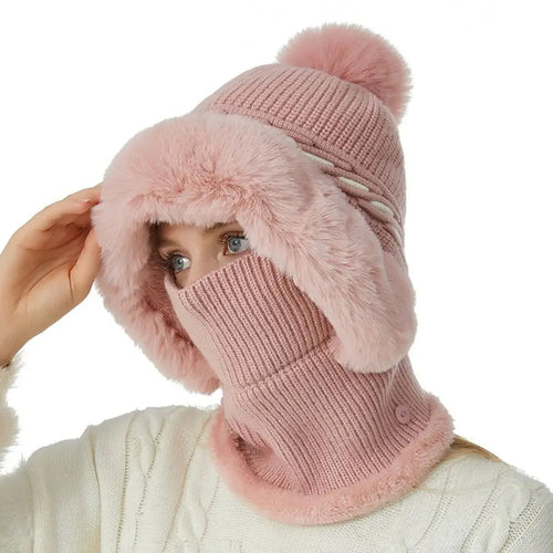 Warmer Knitted Hat Casual Winter Plush Ears Protection Cap