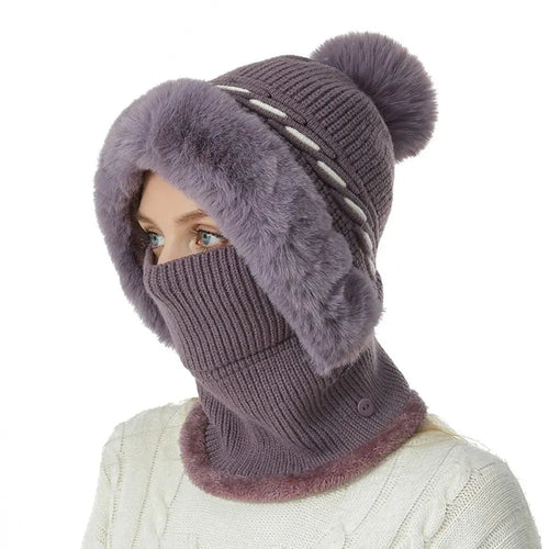 Warmer Knitted Hat Casual Winter Plush Ears Protection Cap