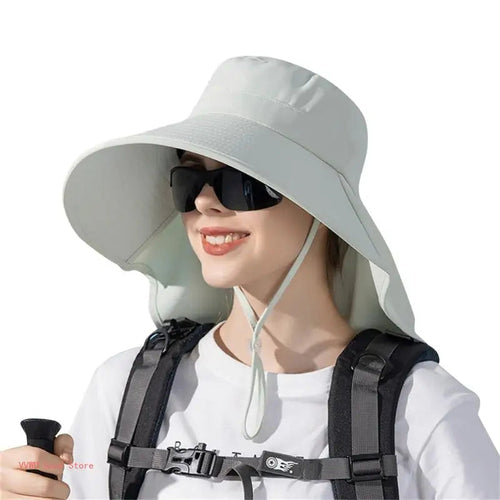 Hat With Neck Flap Hiking With Ponytail Hole Fishing Bucket Available