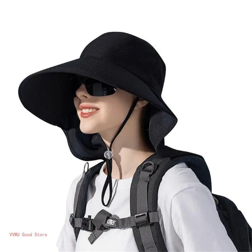 Hat With Neck Flap Hiking With Ponytail Hole Fishing Bucket Available