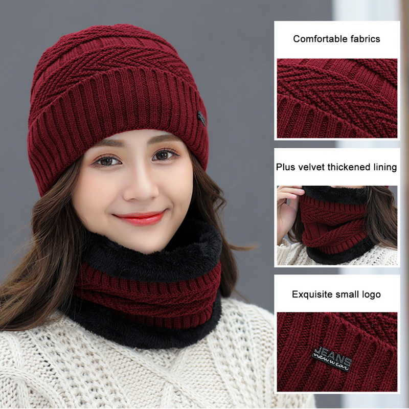 Women's Knitted Hat Scarf Caps Neck Warmer Winter Hats