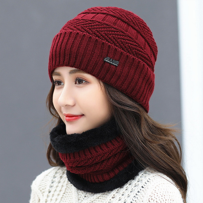 Women's Knitted Hat Scarf Caps Neck Warmer Winter Hats