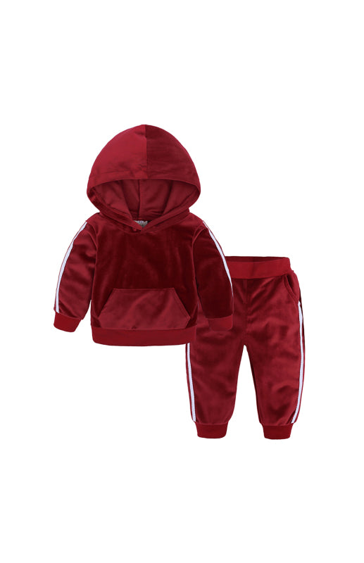 Children's Hooded Side Strip Gold Velvet Pyjama Sets