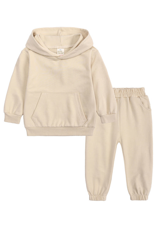 Children's Thickened Brushed Warm Long-Sleeved Trousers Hooded Sweatshirt Set