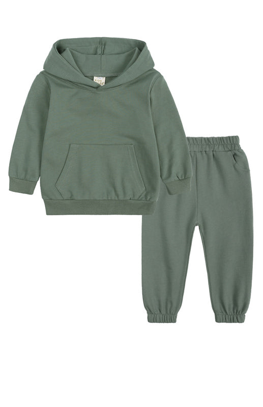 Children's Thickened Brushed Warm Long-Sleeved Trousers Hooded Sweatshirt Set