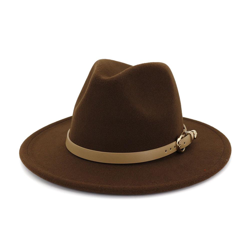 Fashion Unisex Women Men Wool Felt Jazz Fedora Hat with Leather Band