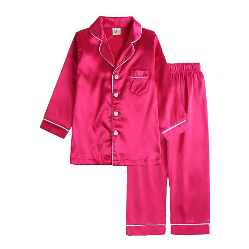 Children's Satin Long Sleeve Home Pyjama Sets